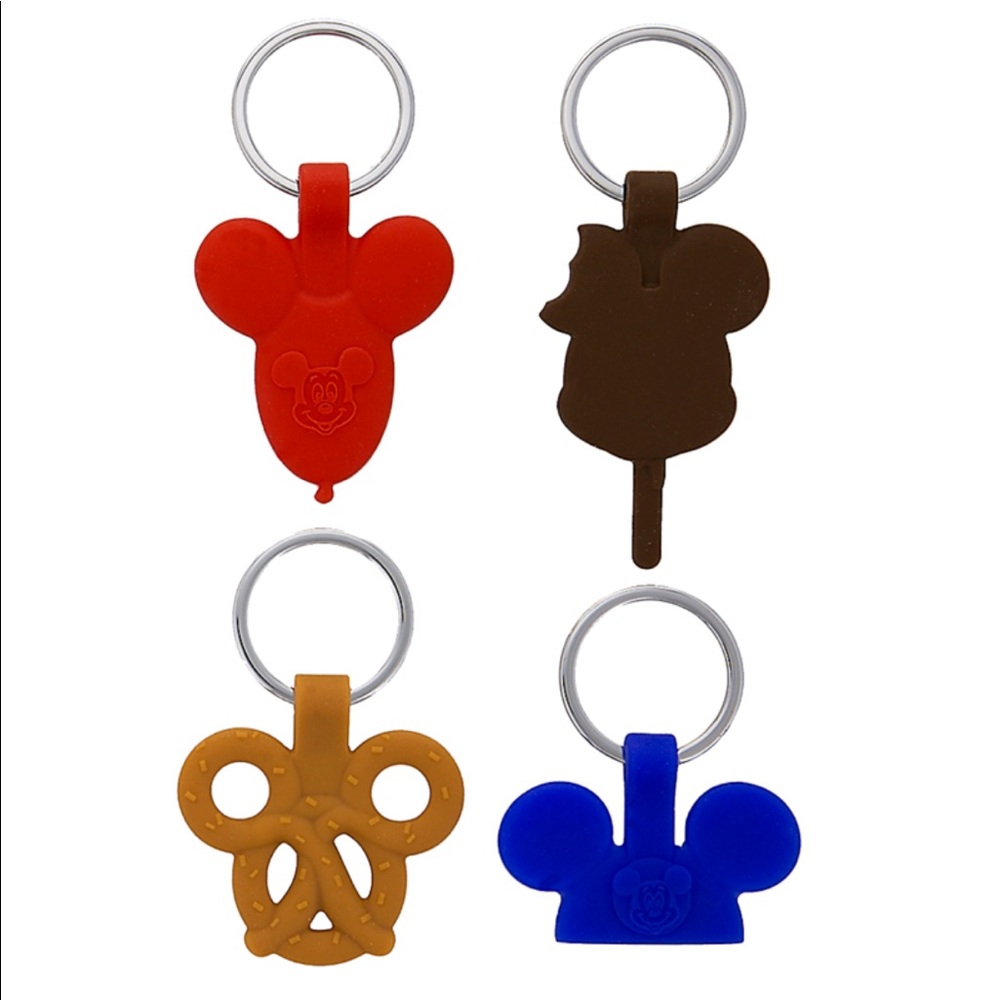 Disney Park Icons Silicone Key Chains Mickey Balloon Bar Ears Hat Pretzel